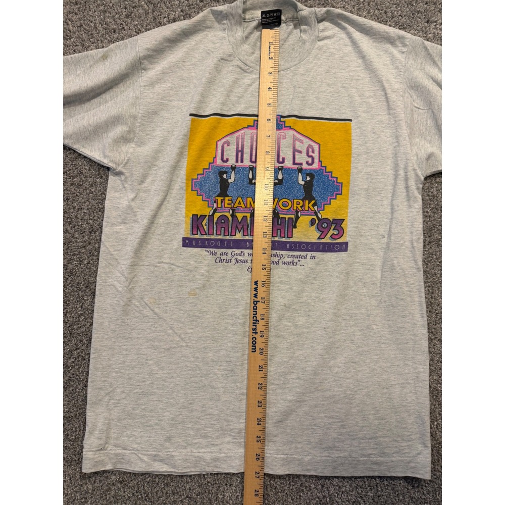 Vintage T-Shirt Mens L 93 Kiamichi Baptist Association Teamwork Choices Graphic* - Picture 6 of 9